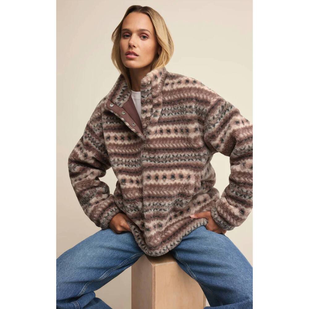 NEW Z SUPPLY glacier faux fur jacket in fig butter - Picture 3 of 4